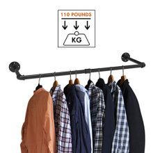Industrial Pipe Clothes Rack, Heavy Duty Wall Mounted
