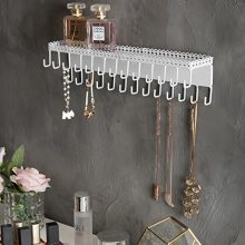 MyGift 26-Hook, White Wall-Mounted Metal Jewelry Organizer