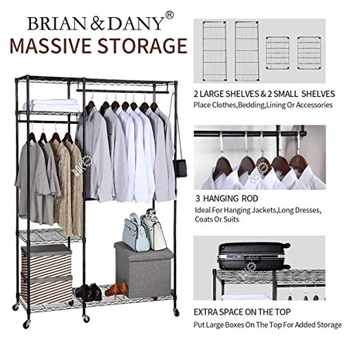 Heavy Duty Clothes Wardrobe Free-standing Closet Garment Rack