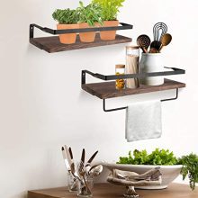 Awekris Rustic Wood Wall Storage Shelves Set of 2