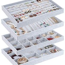 UIUIX Stackable Velvet Jewelry Trays Organizer for Drawer