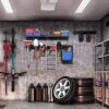Adjustable Tool Storage Rack with Overhead Shelf – Organize Garden Tools & More