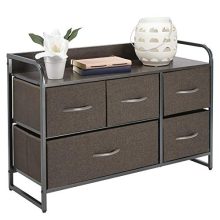Dresser Storage Chest, Sturdy Steel Frame, Wood Top & Handles