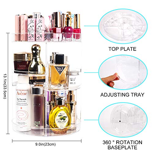 360 Degree Spinning Makeup Organizer, sanipoe Adjustable Makeup Carousel