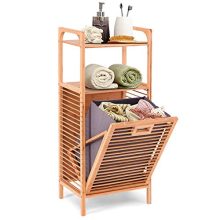 Giantex Laundry Hamper Bamboo Freestanding W/Shelf