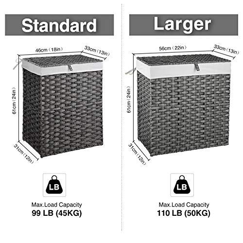 Laundry Hamper with 2 Removable Liner Bag