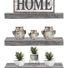 Sorbus Floating Shelf Set — Rustic Wood Hanging Rectangle Wall Shelves