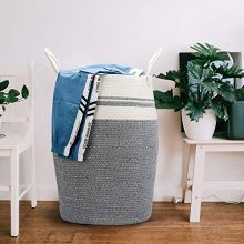 Stylish XL Laundry Hamper – Woven Cotton Basket for Bedroom & Bathroom