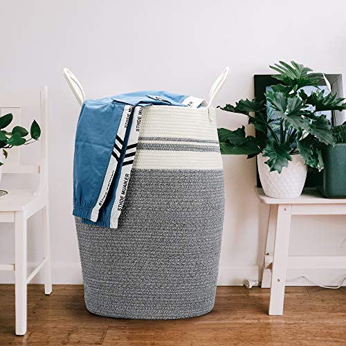 Stylish XL Laundry Hamper – Woven Cotton Basket for Bedroom & Bathroom