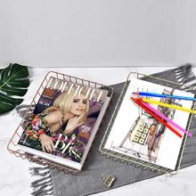Fvstar Gold Desk File Tray Wire Tabletop Mail Magazine