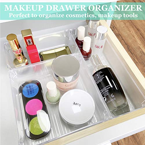 16 PCS Drawer Organizer Plastic Makeup Bathroom Drawer Organizer
