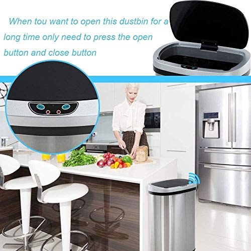 13 Gallon Touch-Free Automatic Stainless-Steel Trash