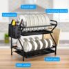 2-Tiers Metal Dish Drainer Rack Large Anti-Rust Kitchen