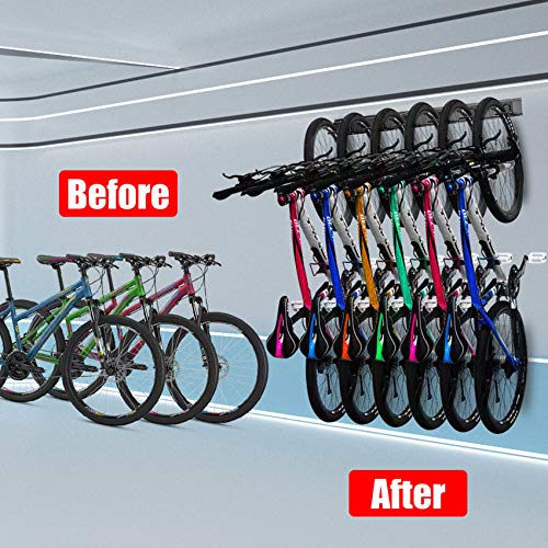 Walmann Bike Storage Rack, 6 Bike Hooks for Garage & Home