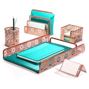Hudstill Rose Gold Cute Desk Organizer Set for Women