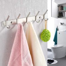 KES Bathroom Towel Rail Rack with 5 Scroll Hooks Wall Mount
