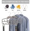 Belt Hanger Organizer 2 Pack - Grey Non-Slip Closet Accessory Hooks for Belts, Ties, Jewellery, Scarves, and Tank Tops - Streamline Your Closet Space
