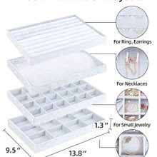 UIUIX Stackable Velvet Jewelry Trays Organizer for Drawer