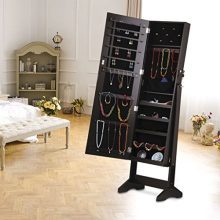 Lockable Jewelry Cabinet Jewelry Armoire with Mirror