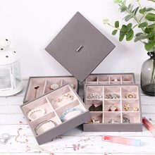 Jewelry Organizer Tray – Stackable Earring Storage with Lid, 32 Slots for Rings, Necklaces, and More