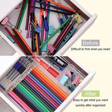 7 Pcs Clear Desk Drawer Organizers Trays, 4-Size Versatile Plastic Storage