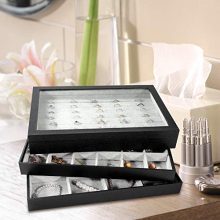 GISK Set of 4 Velvet Jewelry Trays Organizer Set