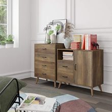 HOMECHO 4-Drawer Dresser, Rustic Wood Chest