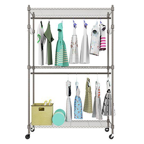 Kemanner Heavy Duty Rolling Garment Rack 3-Tiers