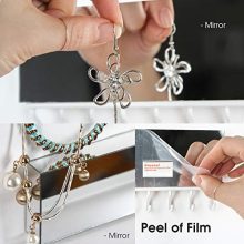 Wall Mounted Acrylic Mirror Jewelry Organizer – 3-Piece Set with 28 Hooks, Bracelet Rod, and Necklace Holder for Efficient Jewelry Storage