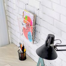 Chicken Wire Wall-Mounted Metal Magazine Organizer Basket