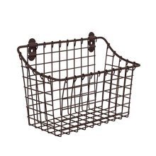 Vintage Large Cabinet & Wall-Mounted Basket for Storage
