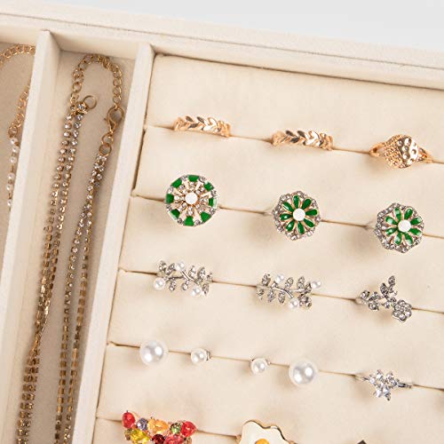 Mebbay Velvet Jewelry Organizer Box with Clear Lid