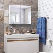 Homfa Bathroom Mirror Cabinet, 27.6 X 23.6 Inch Wall Mounted