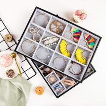 Mebbay Stackable Velvet Jewelry Trays Organizer Set