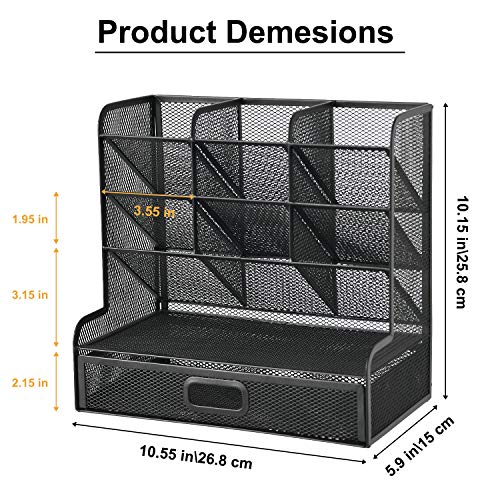 Marbrasse Mesh Desk Organizer, Multi-Functional Pen Holder