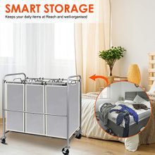 Simple Trending 3-Bag Laundry Hamper Sorter Cart