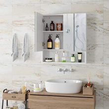 Wall Mirror Cabinet with Double Doors and Adjustable Shelf