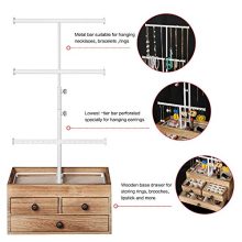 X-cosrack Jewelry Tree Stand Organizer - 3-Tier Metal & Wood Jewelry Holder with Adjustable Height for Necklaces, Earrings, and Bracelets