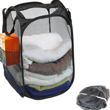 Mesh Pop-Up Laundry Hamper Basket with Side Pocket