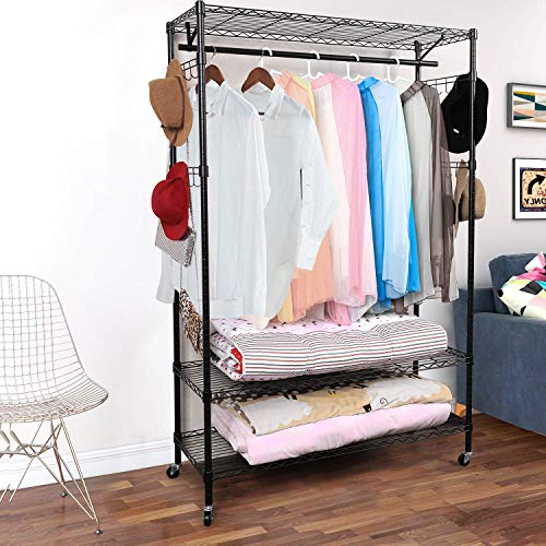 Shelving Unit Garment Rack with Hanger Bar