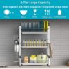 Large Capacity 201 Stainless Steel Dish Rack with Utensil Holder