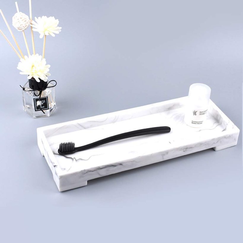 eyewin White Vanity Tray Stone， Kitchen Bathroom Resin Tray