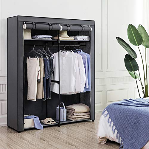 Closet Storage Organizer Portable Wardrobe with Hanging Rods