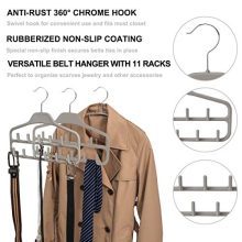 Belt Hanger Organizer 2 Pack - Grey Non-Slip Closet Accessory Hooks for Belts, Ties, Jewellery, Scarves, and Tank Tops - Streamline Your Closet Space