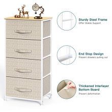 4 Drawer Fabric Dresser Storage Tower
