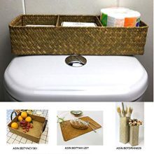 LA Rectangular Woven Seagrass Storage Basket and Home Organizer Bins