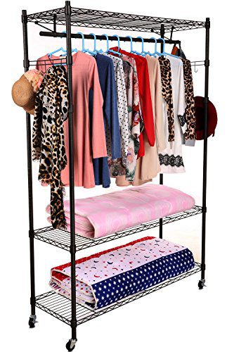 Shelving Unit Garment Rack with Hanger Bar