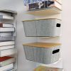 LA JOLIE MUSE Mid-Century Modern Light Gray, Tweed Fabric Storage Basket