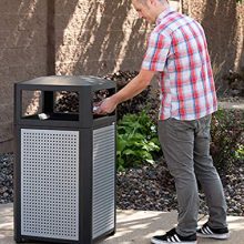 Indoor Trash Can with Perforated Galvanized Steel Panel