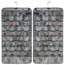 AARainbow Dual-Sided Non-Woven Hanging Jewelry Organizer with Transparent PVC windows, 80 Pockets Organizer for Holding Jewelries (Gray)